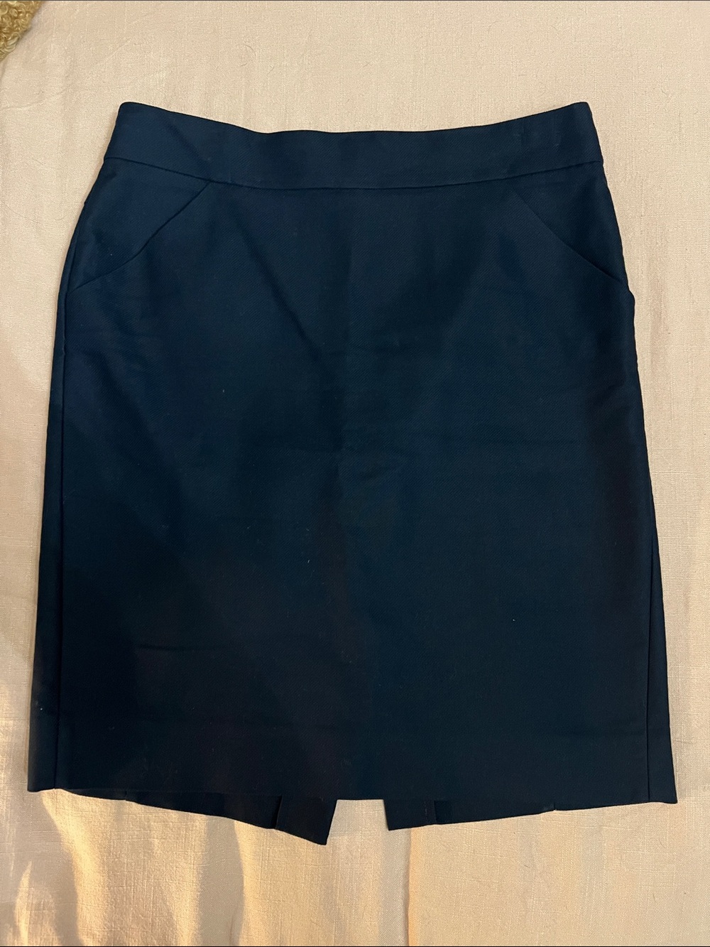 J. Crew Navy Pencil Skirt with Front Notches